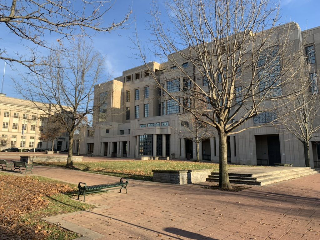 The plaza outside Fayette District and Circuit Court